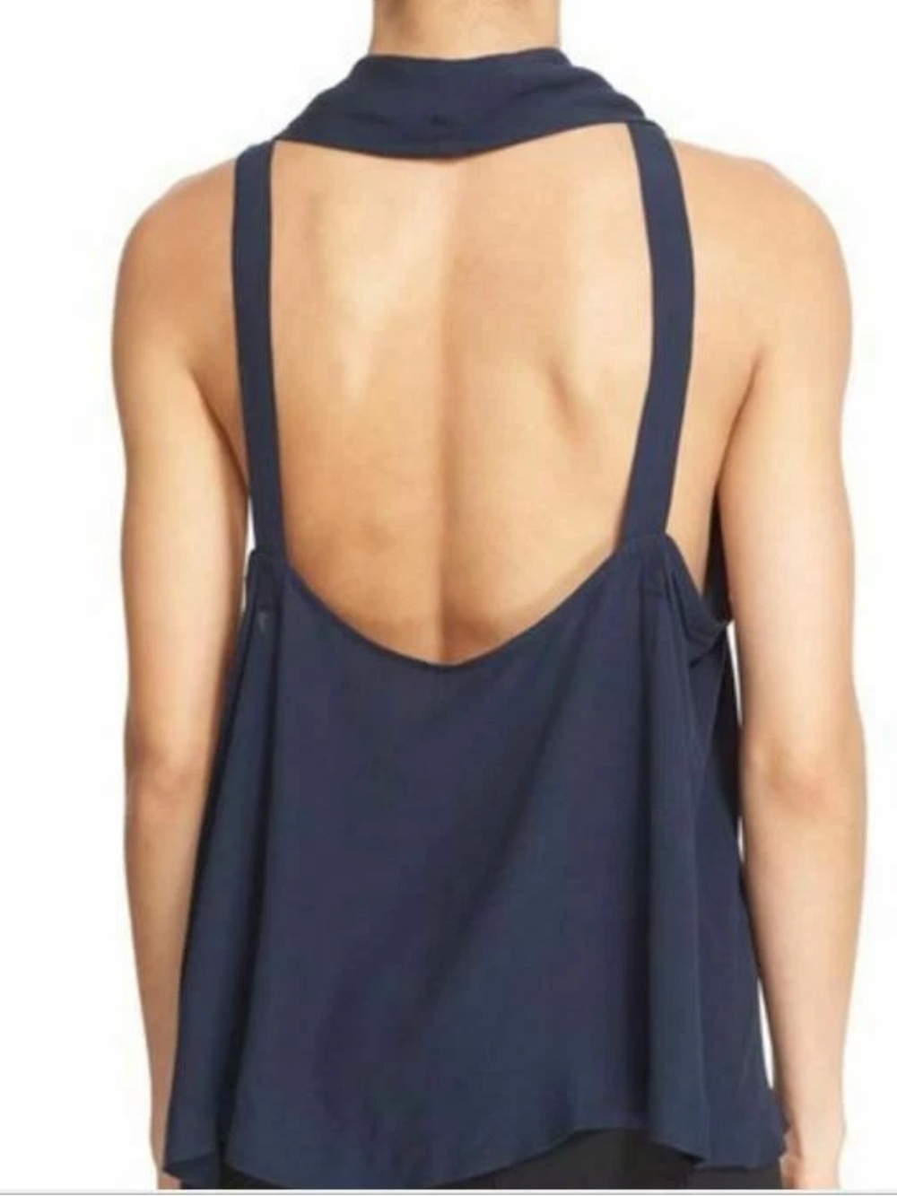 Free People 'City Lights' Open Back Cowl Top Navy Blue size L